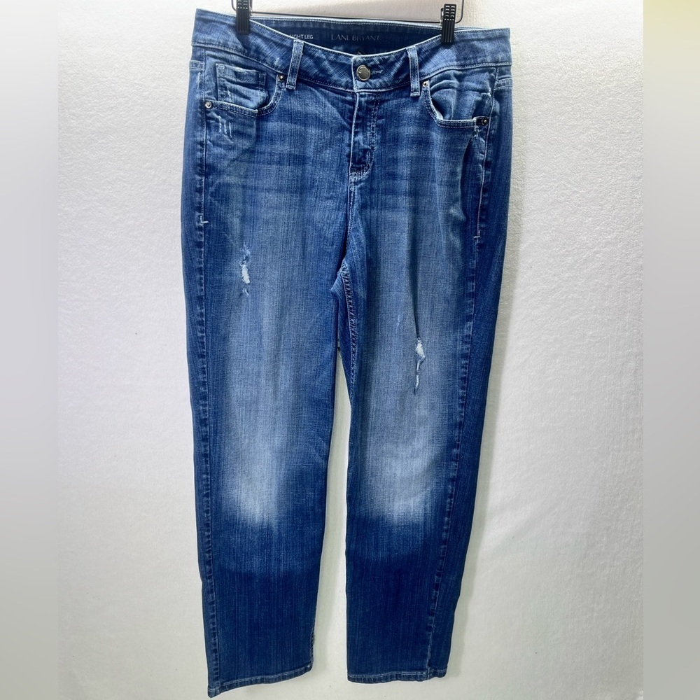 Lane Bryant Straight Leg Jeans Womens 14R Plus‎ size Stretch Blue Denim 2061